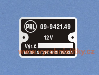 Výrobní štítek PAL -  rozdělovač 37 x 26 mm