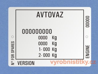 Výrobní štítek AVTOVAZ - LADA NIVA