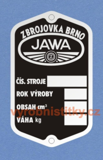 Výrobní štítek JAWA 250 PÉRÁK Zbrojovka prázdný