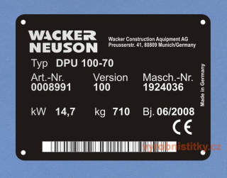 Výrobní štítek WACKER NEUSON
