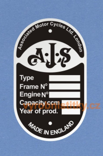 Výrobní štítek AJS - Engine