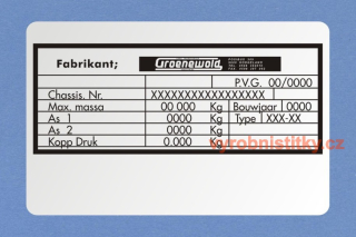 Výrobní štítek Greoenewold - hliníková folie