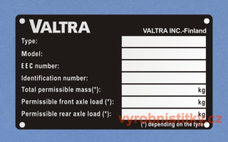 Výrobní štítek VALTRA 120 x 70 mm