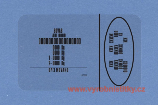 Výrobní štítek Opel-čirý plast 89x55