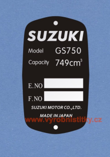 Výrobní štítek SUZUKI GS750