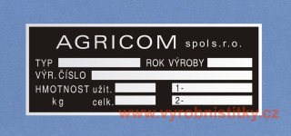 Výrobní štítek  AGRICOM dlouhé VIN