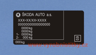 Výrobní štítek ŠKODA Fabia PES tučné písmo