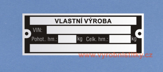 Výrobní štítek VLASTNÍ VÝROBA - pro 2 nýty