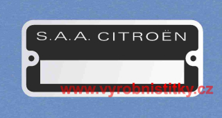 Výrobní štítek Citroen motor pro ražené číslo