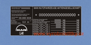 Výrobní štítek MAN NUTZFAHRZEUGE samolepící polyesterový