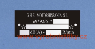 Výrobní štítek MOTORHISPANIA S.L.