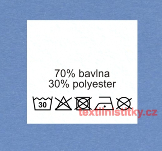 Textilní etikety bílé 70% Bavlna - 30% Polyester