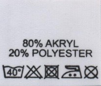 Textilní etikety bílé AKRYL 80% - POLYESTER 20%