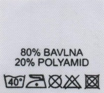 Textilní etikety bílé BAVLNA 80% - POLYAMID 20%