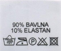 Textilní etikety bílé BAVLNA 90% - ELASTAN 10%