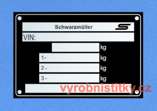 Výrobní štítek Schwarzmüller pro 3 nápravy 90x60 mm