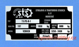 Výrobní štítek STS HUMENNÉ T 5 PS-H-1