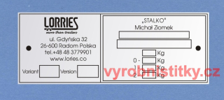 Výrobní štítek LORRIES