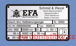 Výrobní štítek EFA