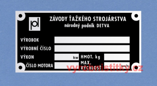 Výrobní štítek pd Detvan