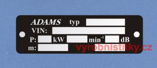 Výrobní štítek ADAMS skutr