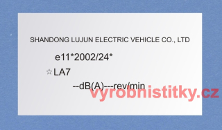 Výrobní štítek SHANDONG LUJUN ELECTRIC