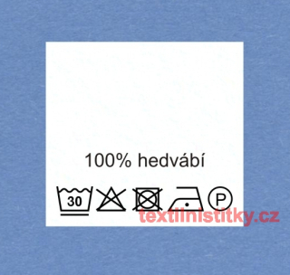 Textilní etikety bílé 100% HEDVÁBÍ P v kolečku
