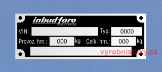 Výrobní štítek FARO TRAILERS - plech