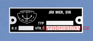 Výrobní štítek SPORTJACHT JRD MIER, SVK - TYP-RV-VIN17