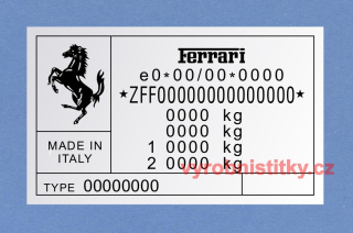 Výrobní štítek Ferrari