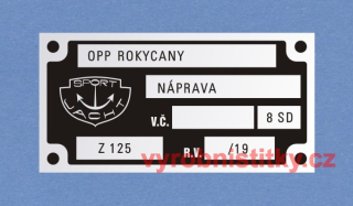 Výrobní štítek Sportjacht OPP ROKYCANY - NÁPRAVA