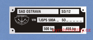Výrobní štítek SPORTJACHT SAD OSTRAVA