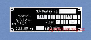 Výrobní štítek Sportjacht SJP Praha pro