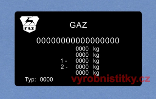 Výrobní štítek GAZ GAZELLE