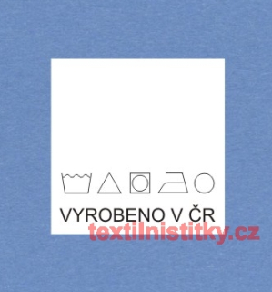 Textilní etiketa bílá UNIVERZÁLNÍ prací symboly + VYROBENO V ČR