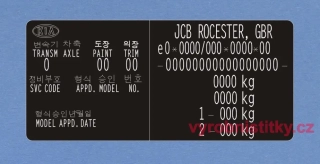Výrobní štítek KIA MOTORS JCB ROCESTER