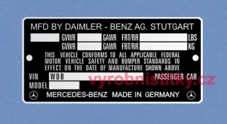 Výrobní štítek MFD BY DAIMLER - BENZ AG. STUTTGART 2 řádky
