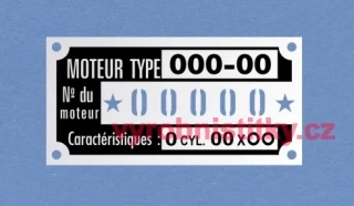 Výrobní štítek MOTEUR TYPE