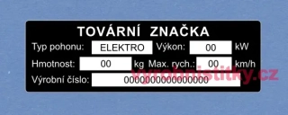 Výrobní štítek ELEKTROKOLO