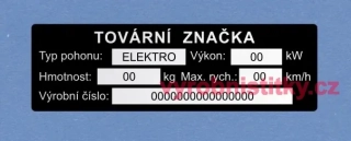 Výrobní štítek ELEKTROKOLO