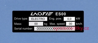 Výrobní štítek E-koloběžka LAOTIE anglický