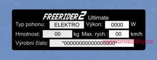 Výrobní štítek E-koloběžka FREERIDER