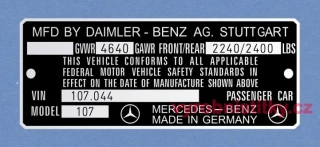 Výrobní štítek MFD BY DAIMLER - BENZ AG. STUTTGART 1 řádek-89x35