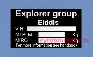 Výrobní štítek Explorer group-obyt.přívěs.