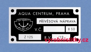 Výrobní štítek Sportjacht AQUA CENTRUM PRAHA - PŘÍVĚSOVÁ NÁPRAVA