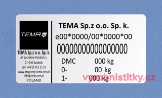 Výrobní štítek TEMA przyczep