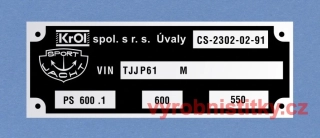 Výrobní štítek SPORTJACHT TROL Úvaly