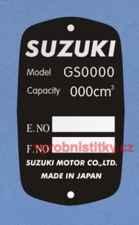 Výrobní štítek SUZUKI GS000