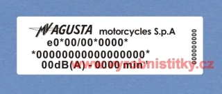 Výrobní štítek MV AGUSTA motorcycles S.p.A.