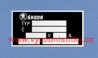 Výrobní štítek Škoda TROLEJBUS sběrače